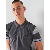Boss Polo Sleeve Zone Regular Fit Contrast Sleeve Polo Shirt - Dark Grey