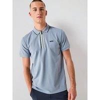 Boss Philix Goc Zip Neck Slim Fit Polo Shirt - Grey