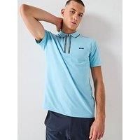 Boss Philix Goc Zip Neck Slim Fit Polo Shirt - Light Blue