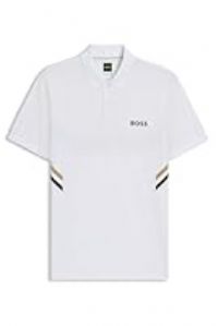 BOSS Mens Paule TOC Active Slim-fit Polo Shirt with Moisture Management White