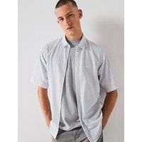 Boss Excurse Regular Fit Grid Short Sleeve Shirt - White