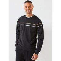 BOSS Mens Iconic Sweatshirt Cotton-Terry Sweatshirt with Signature Stripe Black