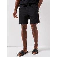 BOSS Mens Iconic Shorts Drawstring Shorts in Cotton Terry with Tape Trims Black