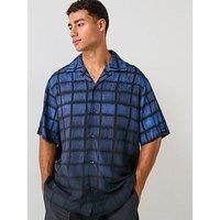 Hugo Oversized Fit Espino Printed Short Sleeve Shirt - Blue