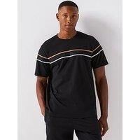 BOSS Mens Iconic T-Shirt Cotton-Jersey T-Shirt with Tape Trims Black