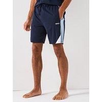 BOSS Mens Balance Shorts Cotton-Blend Pyjama Shorts with Contrast Panels Dark Blue