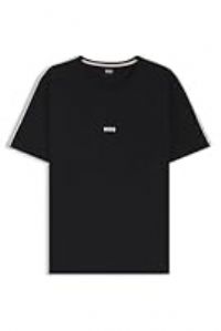 BOSS Mens Unique T-Shirt Stretch-Cotton Pyjama T-Shirt with Tape Trims Black