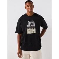 BOSS Mens Te Wagon Relaxed-fit T-Shirt in Cotton Jersey with Printed Artwork Black