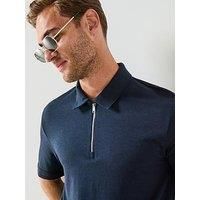 BOSS Mens H-Paras 57 Zip-Neck Polo Shirt with piqué Weave