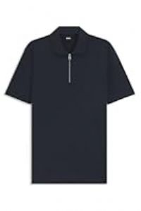 BOSS Mens H-Paras 57 Zip-Neck Polo Shirt with piqué Weave