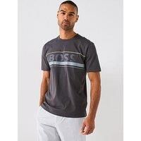 BOSS Mens Striped T-Shirt Short Sleeve Dark Grey M