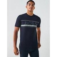 Boss Tee Iconic Zone Regular Fit Large Logo T-Shirt - Navy