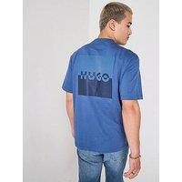 HUGO Mens Dusplito Relaxed-fit T-Shirt in Cotton with Split Logos