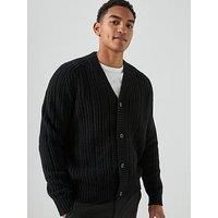 Boss Kortho Relaxed Fit Chunky Knitted Cardigan - Black
