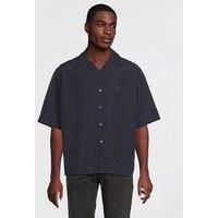 Boss Lapisy Relaxed Fit Revere Collar Short Sleeve Shirt - Navy