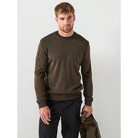 Boss Botto-L Crew Wool Knitted Jumper - Khaki