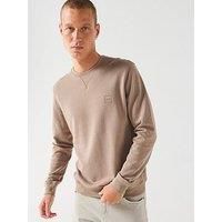 BOSS Mens Westart Crew Neck Sweatshirt Long Sleeve Cotton Open Green 346 L