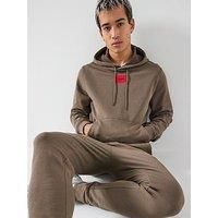 Hugo Hugo Daratschi214 Regular Fit Red Box Logo Hoodie - Grey