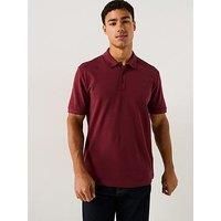 Hugo Donos222 Regular Fit Left Chest Tonal Logo Polo Shirt - Dark Red
