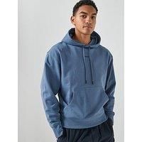 Boss Wesmallhood Regular Fit Centre Logo Overhead Hoodie - Blue