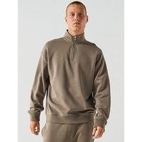 HUGO Mens Durty244 Logo-Print Zip-Neck Sweatshirt in Cotton Terry