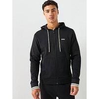 Boss Hoodie Zone Regular Fit 3D Logo Zip Through Hoodie - Black