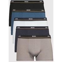 BOSS Mens Trunk 5P Essential Five-Pack of Stretch-Cotton Trunks with Logo waistbands