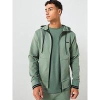 BOSS Mens FZ Hoodie Zone Cotton-blend zip-up hoodie with stripe details