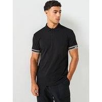 Boss Polo Zone Slim Fit Cuff Logo Polo Shirt - Black