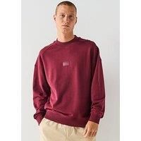 Hugo Delastcrew Relaxed Fit Crew Sweat - Dark Red
