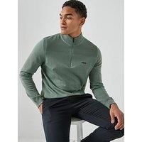 Boss Momentum-X Merino Quarter Zip Knitted Jumper - Green