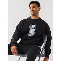 Boss Stenson Zone Oversize Fit City Crew Sweatshirt - Black