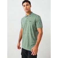 BOSS Mens Polo AO Zone Stretch-Cotton Polo Shirt with All-Over Print