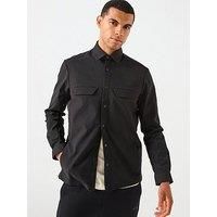 Boss Future Relaxed Fit Bb Emblem Button Through Overshirt - Black