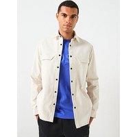 Boss Future Relaxed Fit Bb Emblem Button Through Overshirt - Light Beige