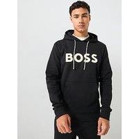 BOSS Mens Soody Zone Cotton-Blend Hoodie with Moulded Logo