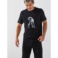 HUGO Mens Didug Cotton-Jersey T-Shirt with Dog Artwork