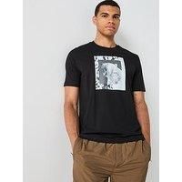 BOSS Mens Te Lupo Cotton-Jersey T-Shirt with Animal Artwork Black