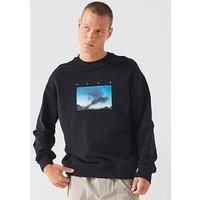 Hugo Dorizonto Flying Bird Graphic Print Crew Sweat - Black