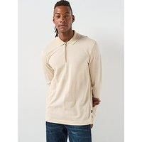 Boss Boss H-Peduzzi 06 Regular Fit 1/4 Zip Long Sleeve Polo Shirt - Light Beige