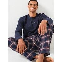 Boss Holiday Long Check Bottom Pyjama Gift Set - Navy