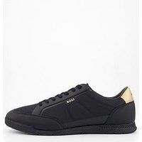 BOSS Mens Nitan Lowp Mixed-Material Trainers with Contrast Back tab Size 6 Black