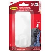 Command Utility Hook, X-Large for Heavyweight - 1 Hook in White and 2 Adhesive Strips for Indoor and Other Items up to 4.5 kg - No Nails, No Holes, No Drilling