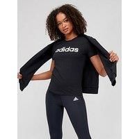 adidas Women W LIN T t-Shirt (Short Sleeve), Black/White, XXS