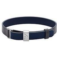 Emporio Armani Blue and Gray Leather Strap Bracelet