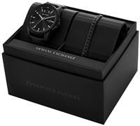 Armani Exchange Watch for Men Quartz/3 Hand Day-Date movement 44mm case size with a Leather strap AX7147SET