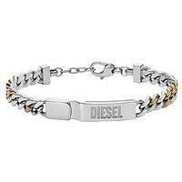 Diesel Men/'s Bracelet, Stainless Steel bracelet with logo engraved