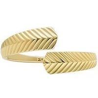 Fossil Women/'s Ring, Harlow Linear Texture Gold-Tone Stainless Steel Wrap Ring