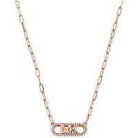 Michael Kors Women/'s Premium Kors MK 14K Rose Gold-Plated Sterling Silver Pavé Empire Link Pendant Necklace, MKC1655CZ791