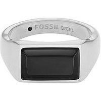 Fossil All Stacked Up Black Agate Signet Ring